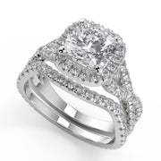 Angelique Micro Pave Halo Infinity Cushion Cut Engagement Ring - Nivetta